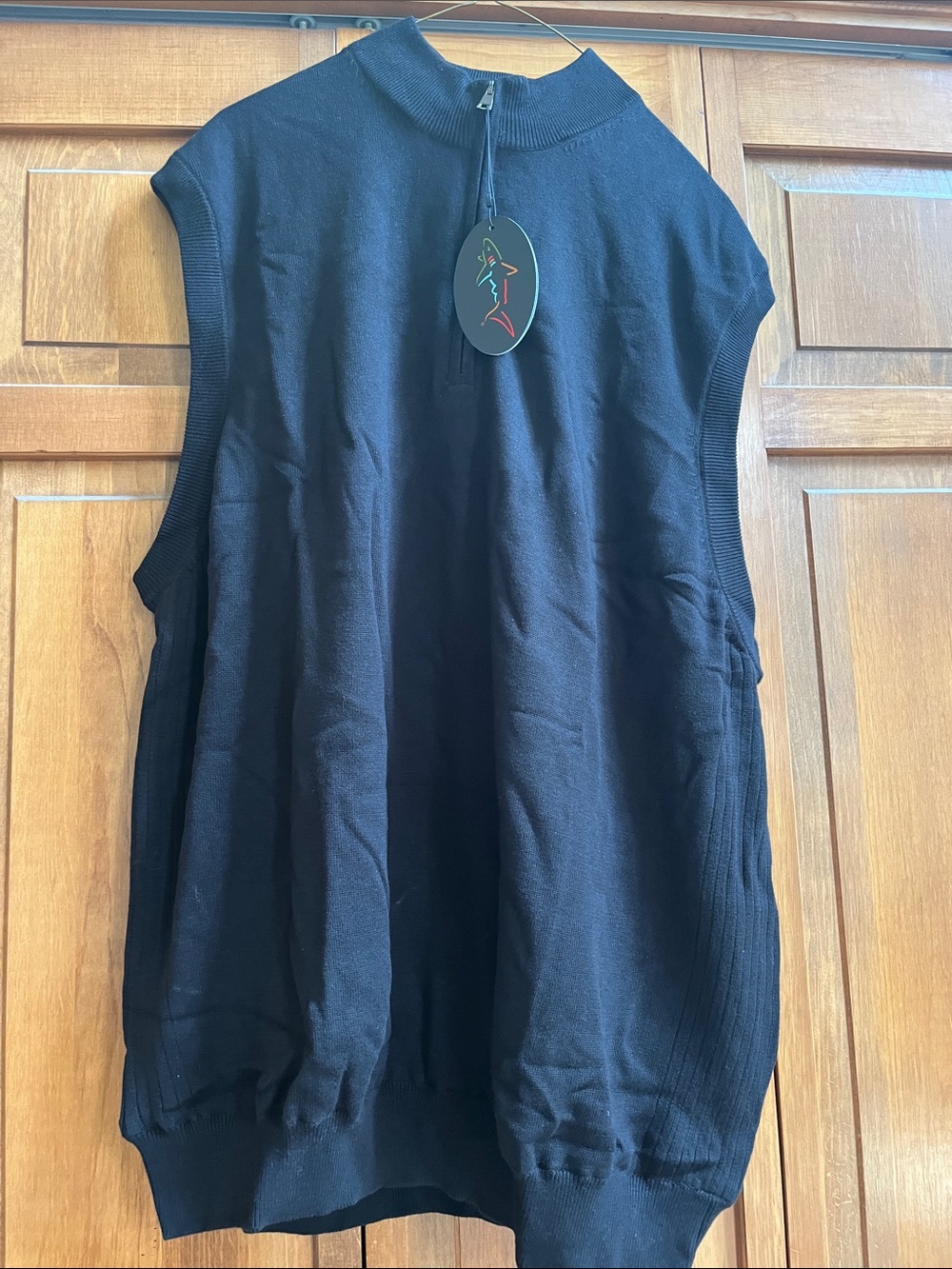 Greg Norman Collection Black Sleeveless Crewneck Zip Pullover